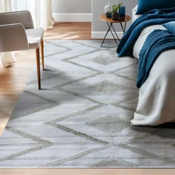 EMINZA Tapis de salon rectangulaire matière recyclée tuftée (140 x 200 cm) Kaito Ivoire Best