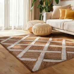 EMINZA Tapis de salon rectangulaire jute tissée main (160 x 230 cm) Akira Marron Outlet