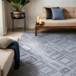 EMINZA Tapis de salon rectangulaire matière recyclée tuftée (160 x 230 cm) Shelton Gris New