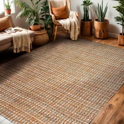 EMINZA Tapis de salon rectangulaire jute tissée main (140 x 200 cm) Weston Marron New