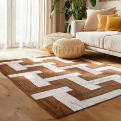 EMINZA Tapis de salon rectangulaire jute tissée main (160 x 230 cm) Anjali Marron Sale
