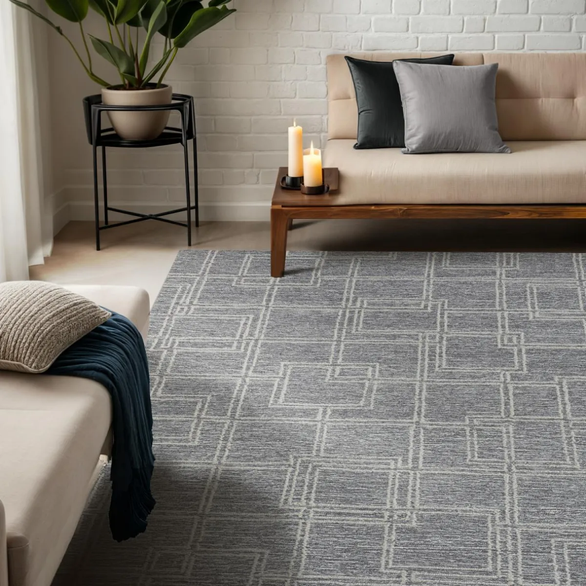 EMINZA Tapis de salon rectangulaire laine tuftée (140 x 200 cm) Yutoo Gris Sale