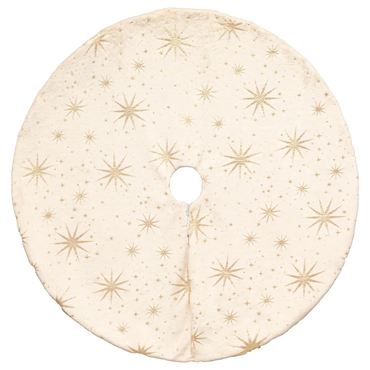 JJA Tapis de sapin (D90 cm) Étoiles Célestes et doré Ivoire