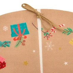 JJA Tapis de sapin en jute (D90 cm) Lutin et Père Noël Multicolore Naturel Online