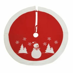 KAEMINGK Tapis de sapin rond (D89 cm) Bonhomme de neige Rouge Hot