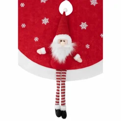 Feeric Lights & Christmas Tapis de sapin rond (D90 cm) Père Noël rigolo Rouge Discount