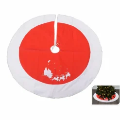 KOOPMAN Tapis de sapin rond (D120 cm) Traineau du Père Noël Rouge