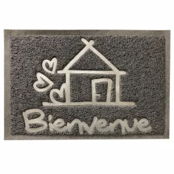 LUANCE Tapis d'entrée antidérapant (40 x 60 cm) Bienvenue Gris Best