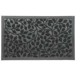 LUANCE Tapis d'entrée antidérapant (45 x 75 cm) Feuillage Noir Best