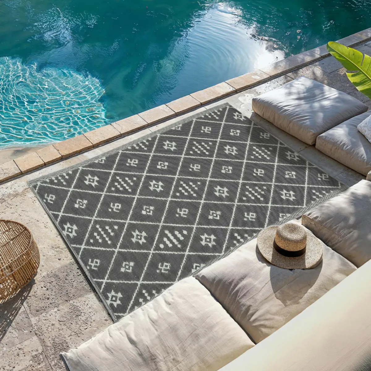 #N/A Tapis d'extérieur rectangulaire (180 x 120 cm) Inca Gris Discount