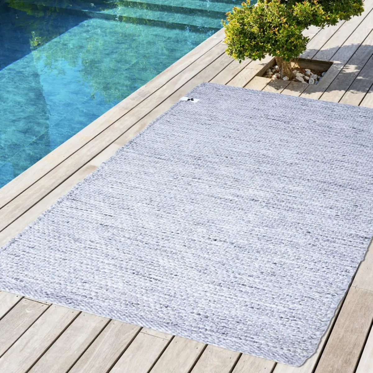 L'EFFET PAPILLON Tapis d'extérieur rectangulaire (50 x 80 cm) Léo chiné Gris Sale