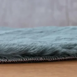 EMINZA Tapis rond fausse fourrure (80 cm) Finn Bleu