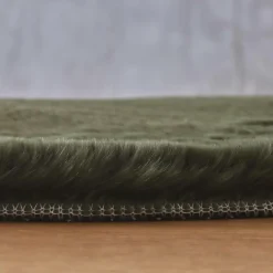 EMINZA Tapis rond fausse fourrure (80 cm) Finn Vert kaki Outlet