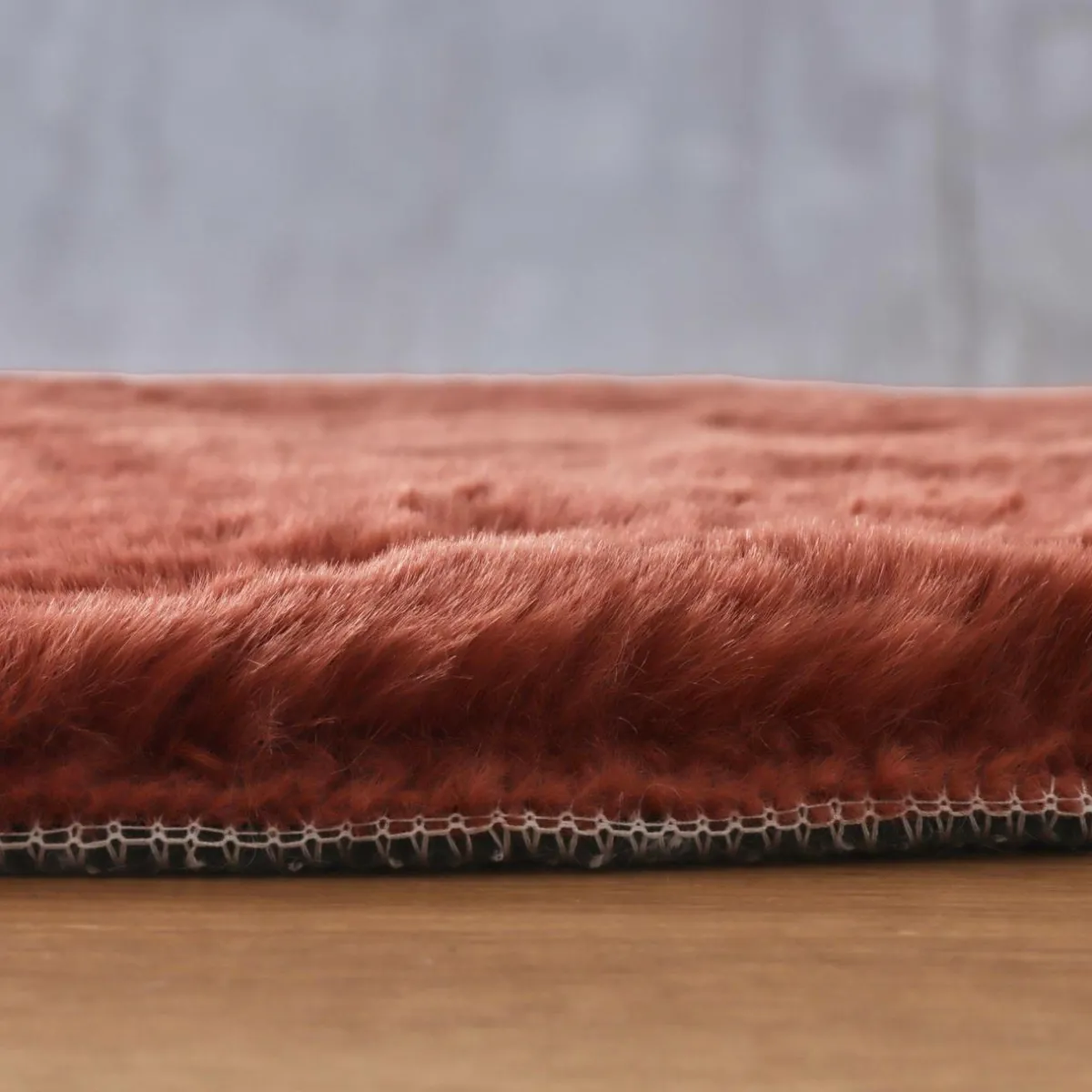 EMINZA Tapis rond fausse fourrure (80 cm) Finn Terracotta Discount