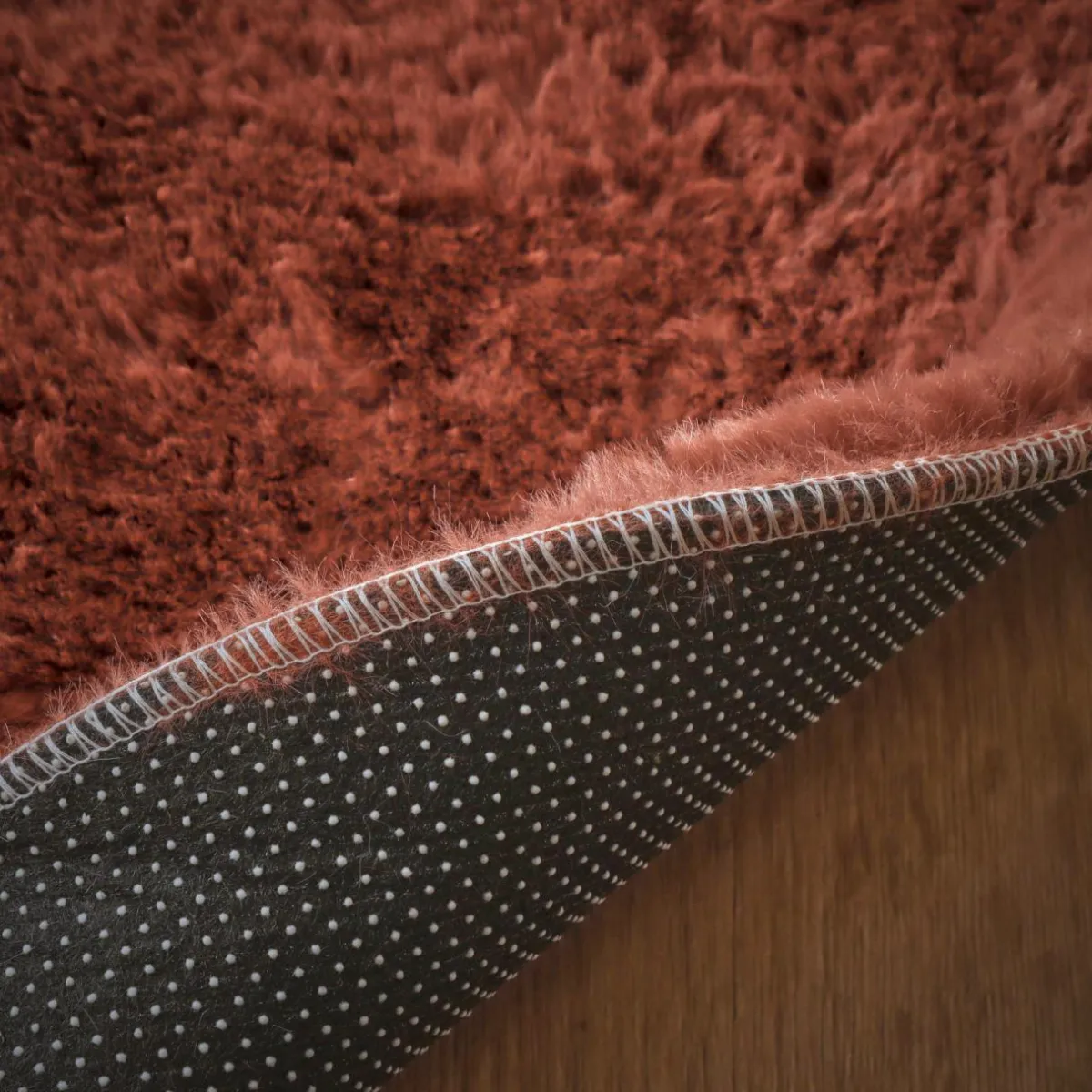 EMINZA Tapis rond fausse fourrure (80 cm) Finn Terracotta Discount