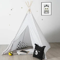 Atmosphera createur d'interieur for kids Tipi enfant bois et tissu (H160 cm) Twin Gris Outlet