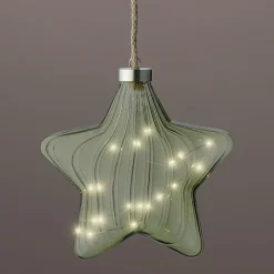 KAEMINGK Étoile lumineuse en verre à piles 15 LED (D20 cm) Vintage Thé et blanc chaud Vert New