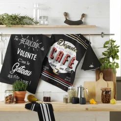 DOUCEUR D'INTERIEUR Torchon (70 cm) Degustez Noir Discount