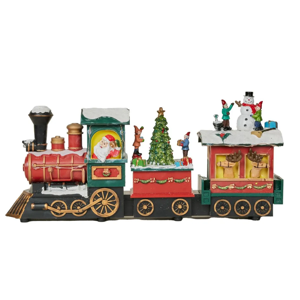 JJA Train de Noël animé et musical (H38 cm) Père Noël et ses lutins Multicolore Best