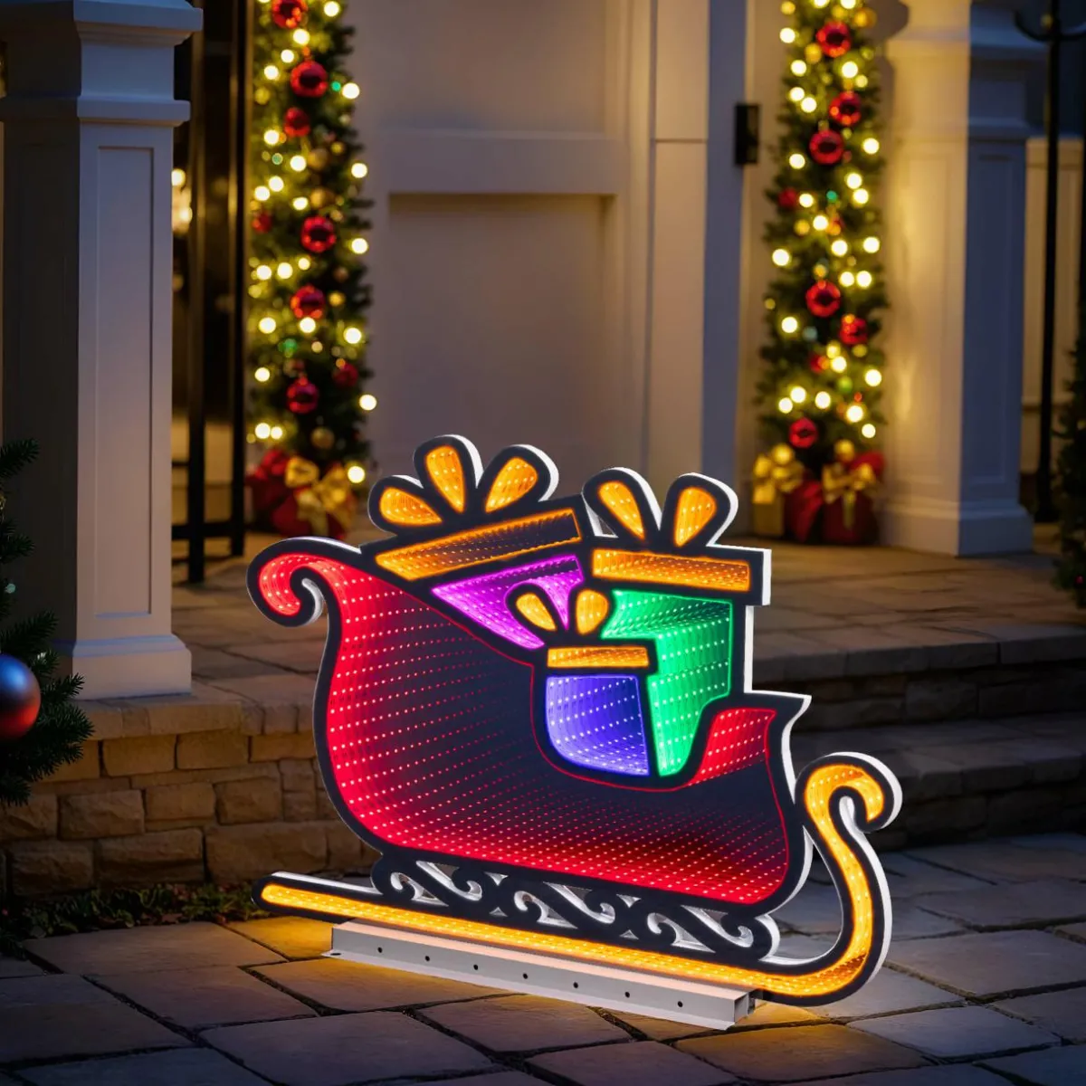 KAEMINGK Traineau du Père Noël lumineux 396 LED (H45 cm) Infinity Multicolore Discount