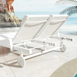 MOBELLIA Transat double en aluminium Pirae Blanc Clearance