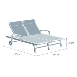 MOBELLIA Transat double en aluminium Pirae Blanc Clearance