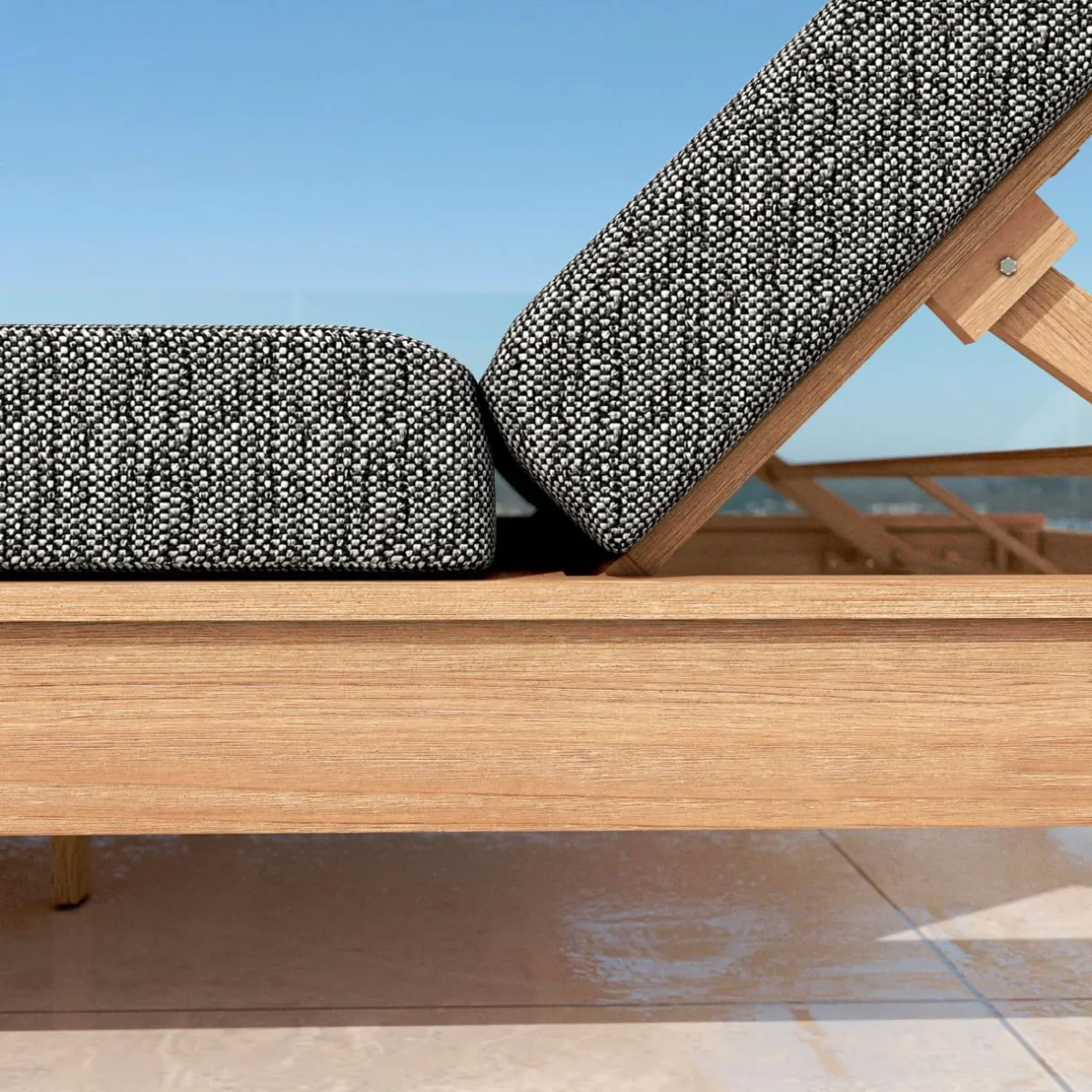 MOBELLIA Transat double en bois d'acacia Bornéo Gris Anthracite Sale
