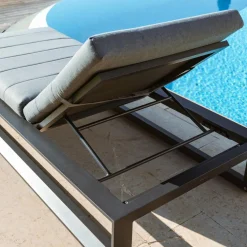 MOBELLIA Transat en aluminium Elba Gris Anthracite Hot