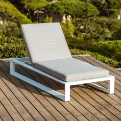 MOBELLIA Transat en aluminium Elba et taupe Blanc Online