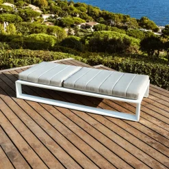 MOBELLIA Transat en aluminium Elba et taupe Blanc Online