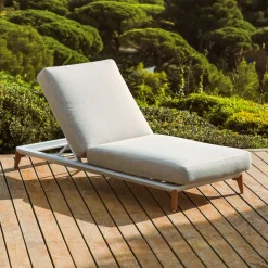 MOBELLIA Transat en aluminium Monte Carlo et taupe Blanc Clearance