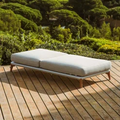MOBELLIA Transat en aluminium Monte Carlo et taupe Blanc Clearance