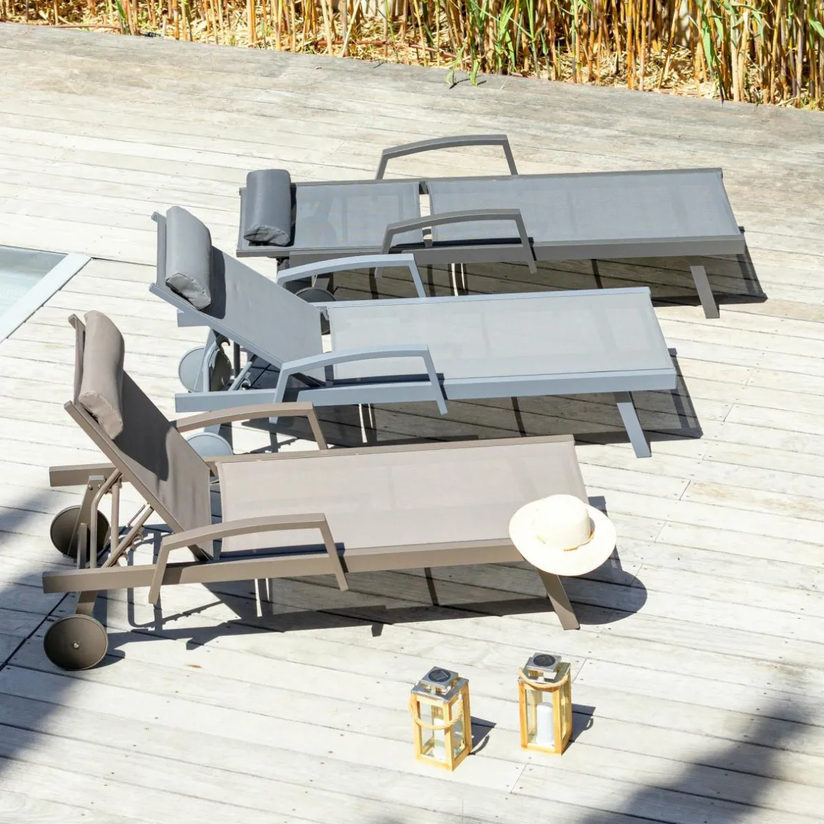 MOBELLIA Transat en aluminium Pirae Taupe Hot