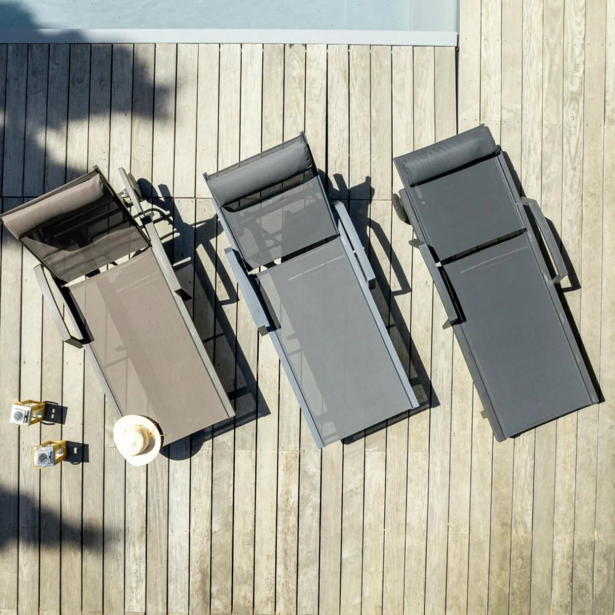 MOBELLIA Transat en aluminium Pirae Gris Anthracite Clearance