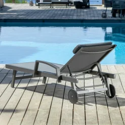 MOBELLIA Transat en aluminium Pirae Gris Anthracite Clearance