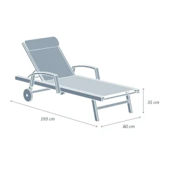 MOBELLIA Transat en aluminium Pirae Gris Anthracite Clearance
