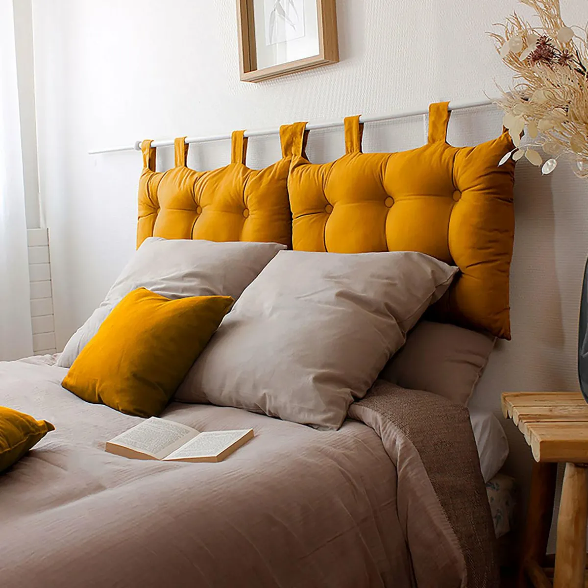 ENJOY HOME Tête de lit coussin (45 x 70 cm) Panama Jaune moutarde Discount