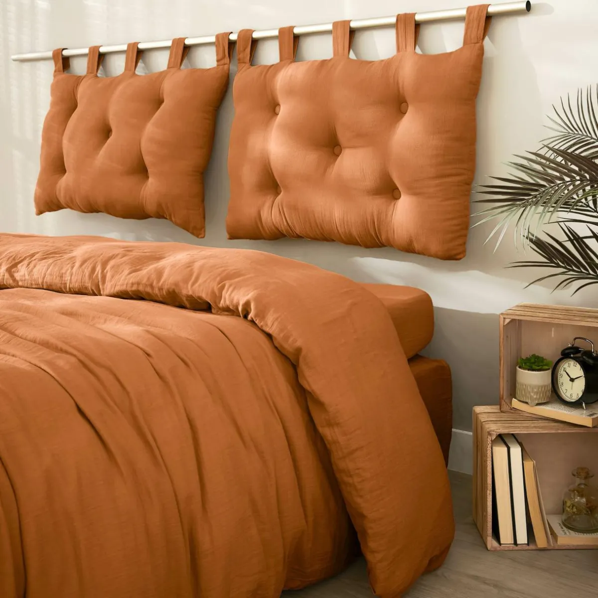 EMINZA Tête de lit coussin gaze de coton (80 x 50 cm) Gaïa Abricot Outlet