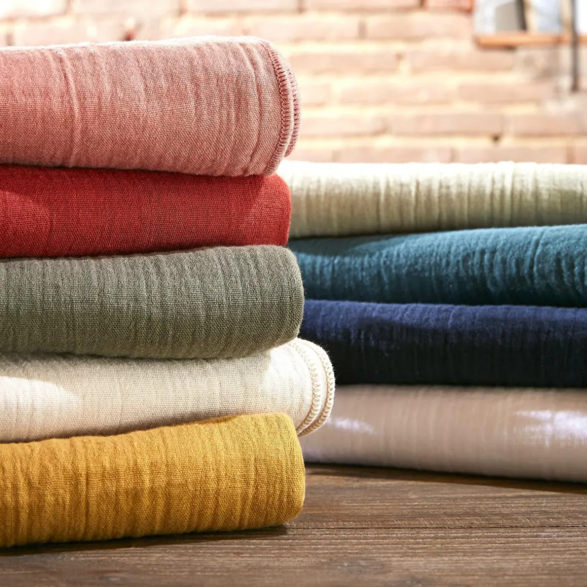 EMINZA Tête de lit coussin gaze de coton (80 x 50 cm) Gaïa Abricot Outlet