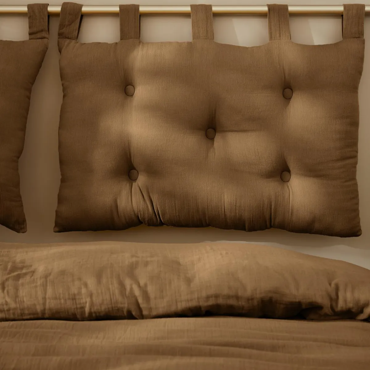 EMINZA Tête de lit coussin gaze de coton (80 x 50 cm) Gaïa Camel Best