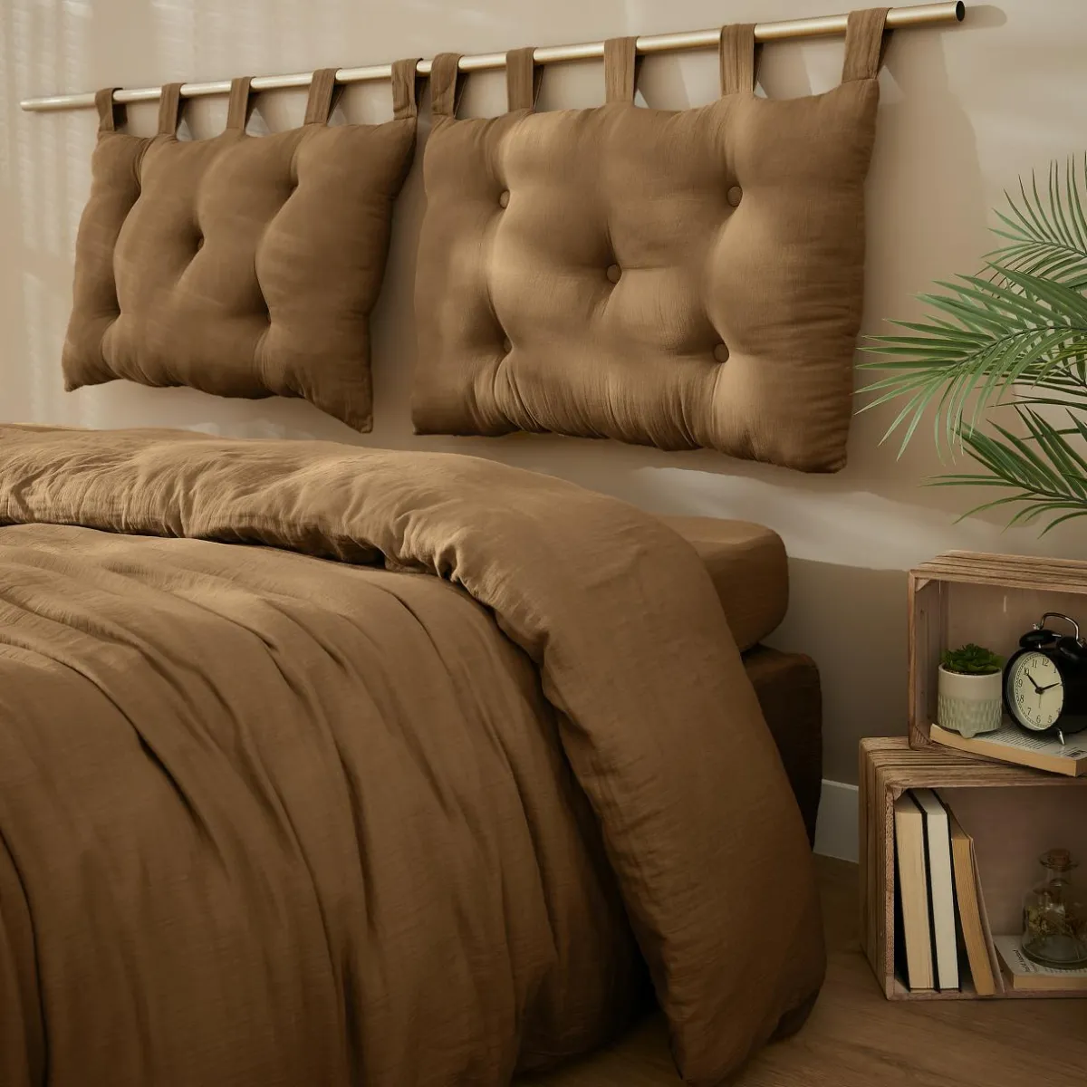 EMINZA Tête de lit coussin gaze de coton (80 x 50 cm) Gaïa Camel Best