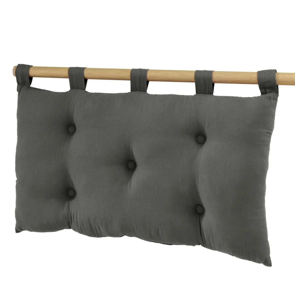 EMINZA Tête de lit coussin gaze de coton (80 x 50 cm) Gaïa Gris granit Gris foncé Best