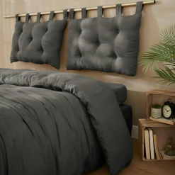 EMINZA Tête de lit coussin gaze de coton (80 x 50 cm) Gaïa Gris granit Gris foncé Best