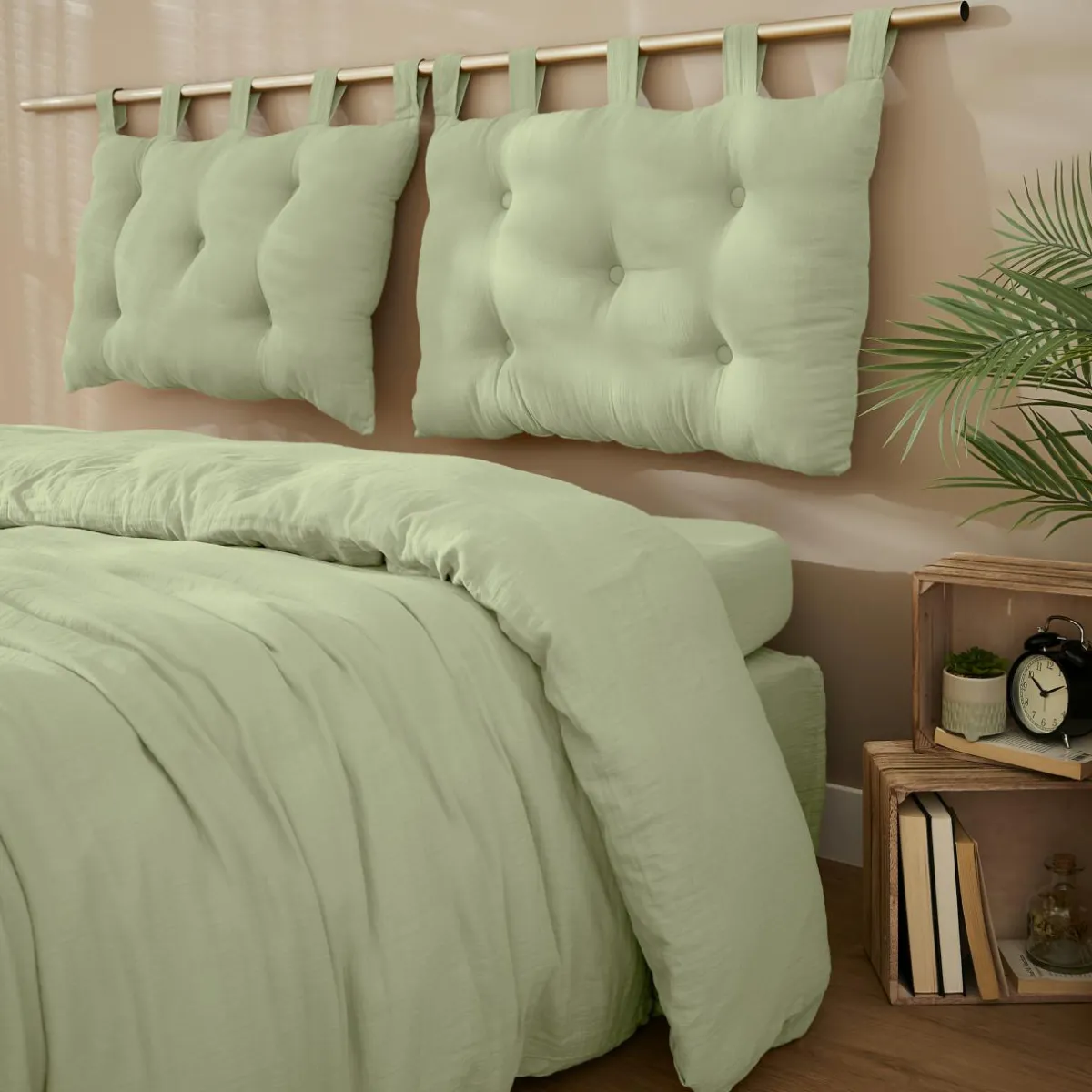 EMINZA Tête de lit coussin gaze de coton (80 x 50 cm) Gaïa Vert tilleul Sale