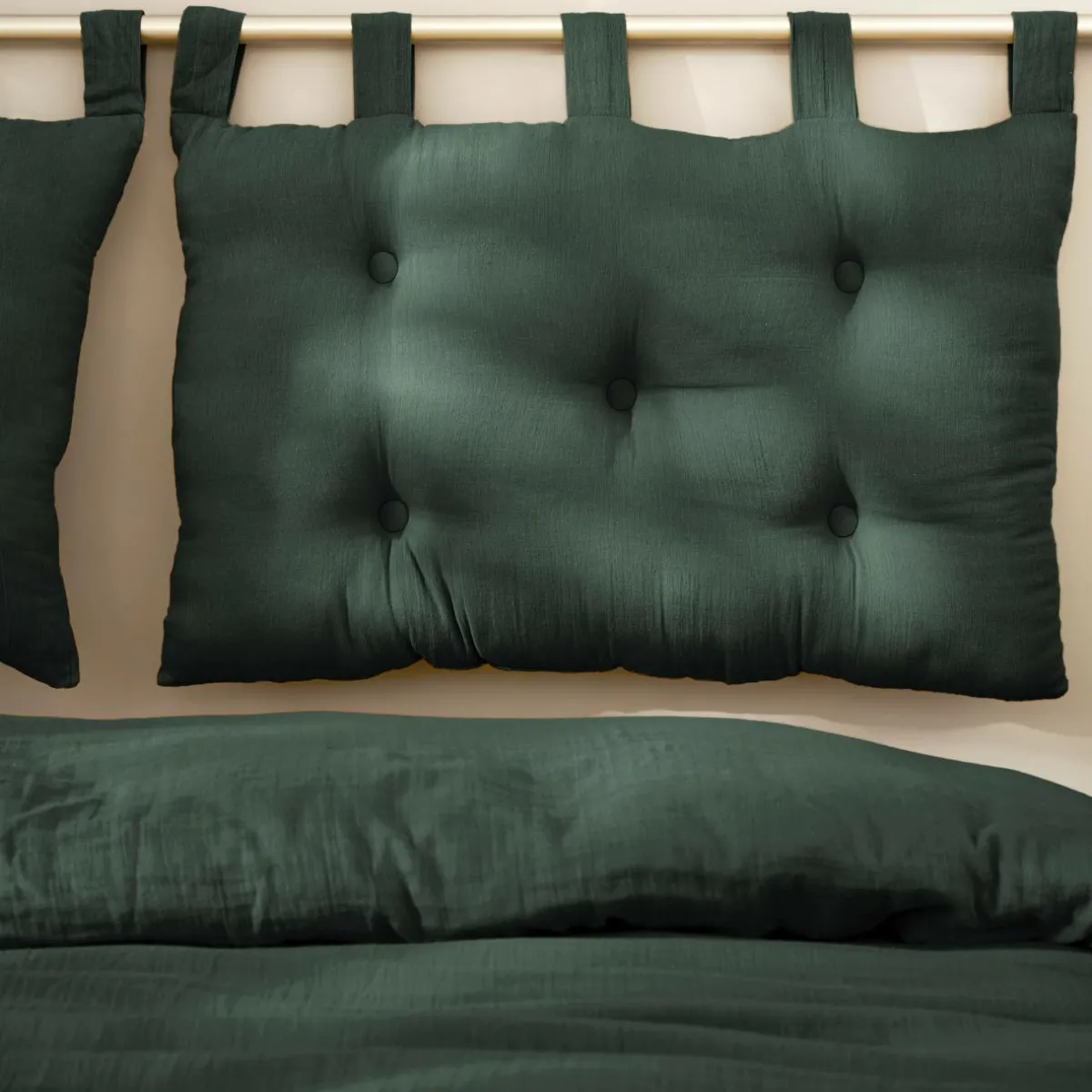 EMINZA Tête de lit coussin gaze de coton (80 x 50 cm) Gaïa Vert sapin Clearance