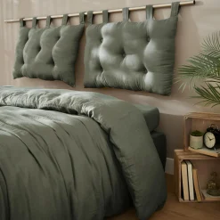 EMINZA Tête de lit coussin gaze de coton (80 x 50 cm) Gaïa Vert romarin Outlet