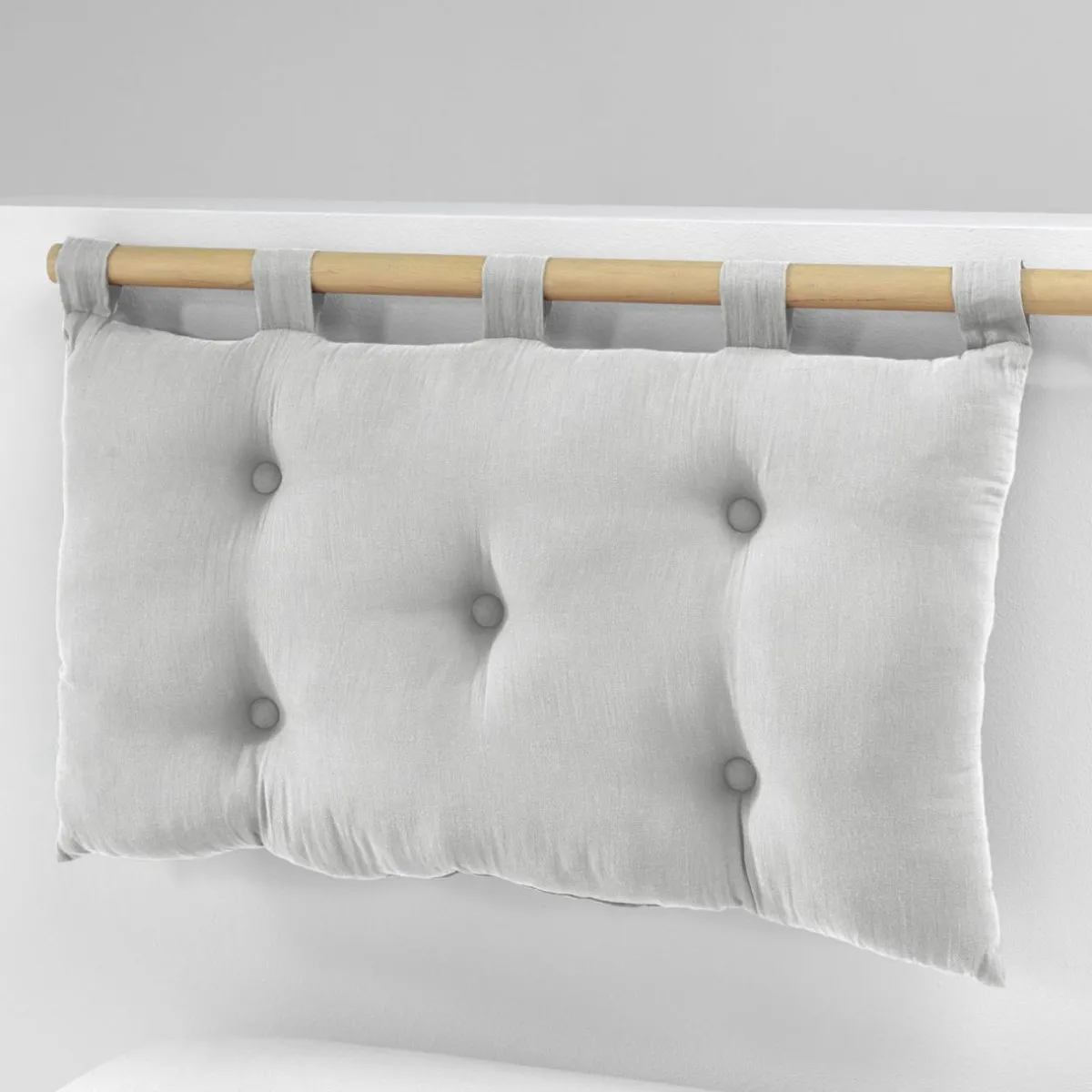 EMINZA Tête de lit coussin gaze de coton (80 x 50 cm) Gaïa Gris nuage Gris clair Clearance