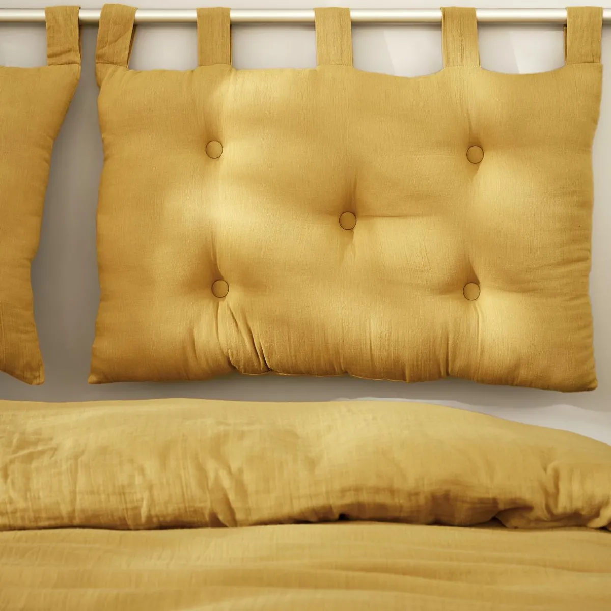 EMINZA Tête de lit coussin gaze de coton (80 x 50 cm) Gaïa Jaune safran Outlet