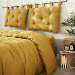 EMINZA Tête de lit coussin gaze de coton (80 x 50 cm) Gaïa Jaune safran Outlet
