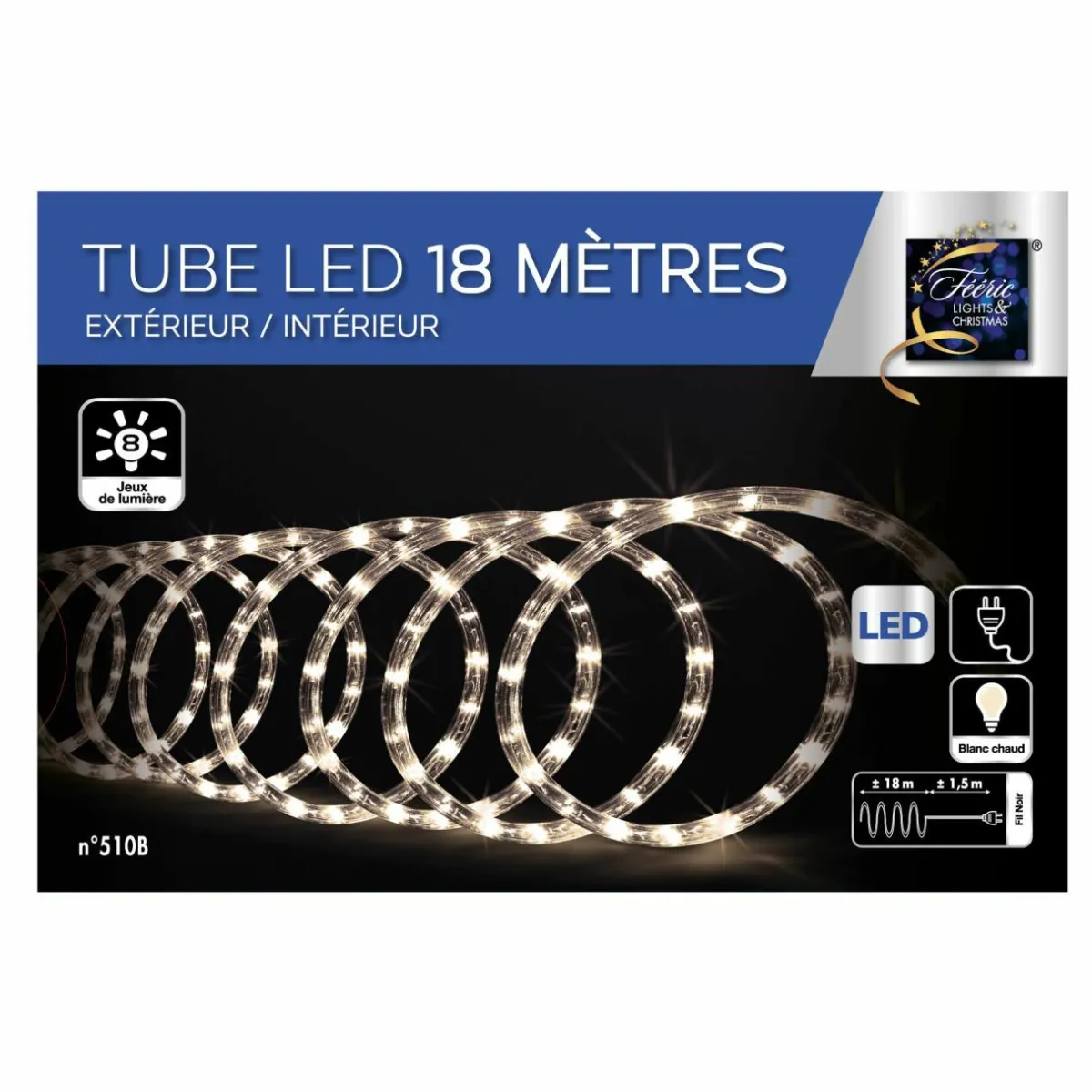 Feeric Lights & Christmas Tube lumineux 324 LED (18 m) Blanc chaud Clearance